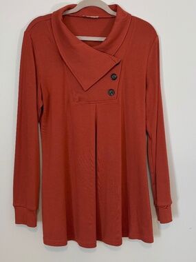 Timeson tunic L top Rust, asymmetrical neckline